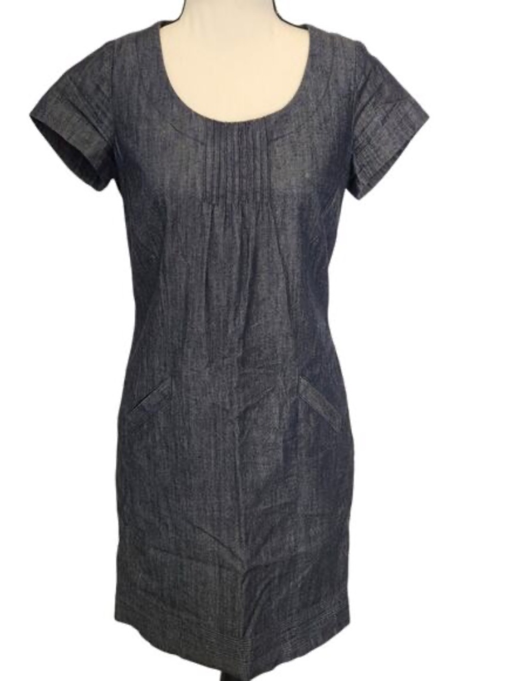 Boden NWOT Montmartre Short Sleeve Chambray Cotton Denim Shift Dress Size 2